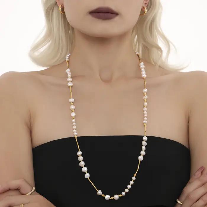 Collier de perles d'eau douce naturelles pour femmes