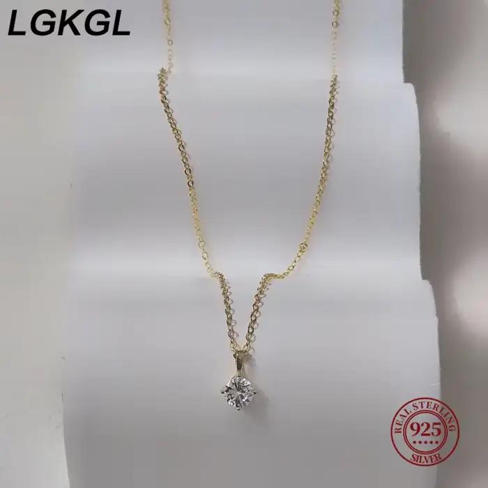 LGKGL 100% 925 argent Sterling géométrique Zircon pendentif collier femmes mode élégant fête bijoux accessoires