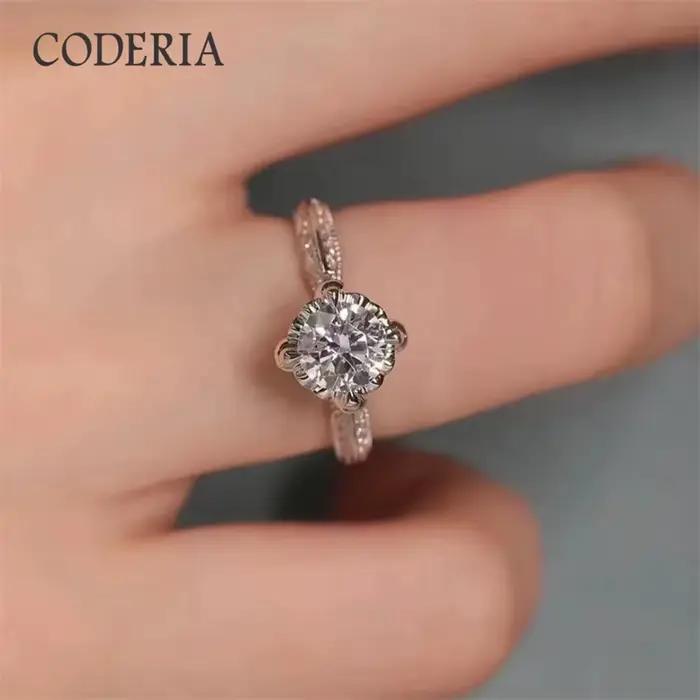 Bague de mariage Moissanite pour femme, 1 carat, couleur D, diamant taillé, argent regardé 925, plaqué or blanc 18 carats, Prague