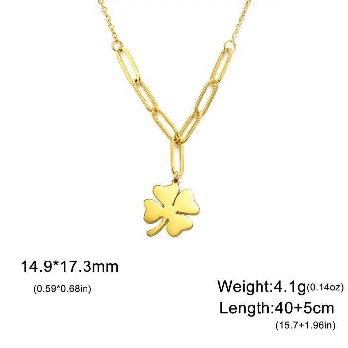 Collier Cazador trèfle porte-bonheur acier inoxydable or pour femmes anniversaire et occasions spéciales