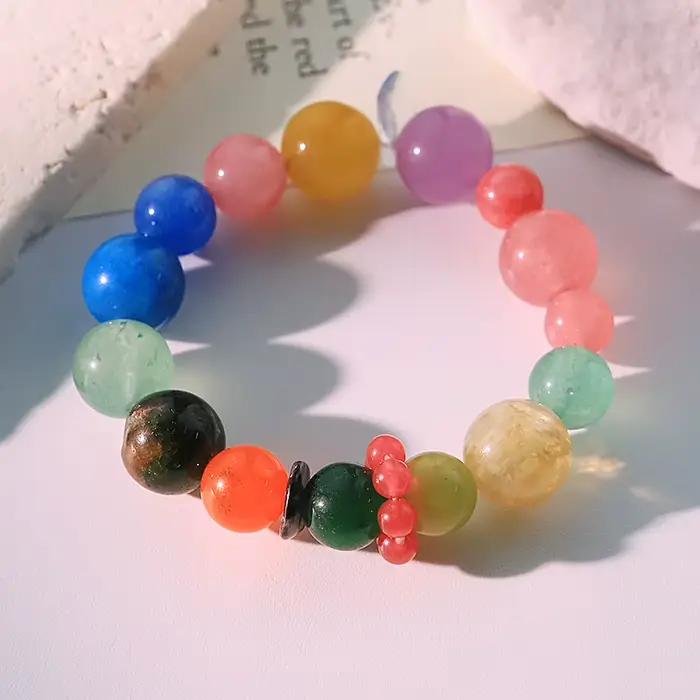 Bracelet en cristal multi-trésor coloré design fait à la main porte-bonheur cadeau accessoire émotionnel pour femmes occasions spéciales