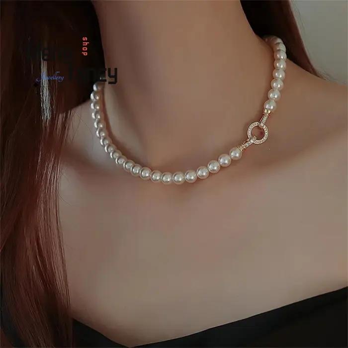 Collier de perles d'eau douce naturelles élégant pour femmes occasions spéciales collier ras du cou certification qualité style classique