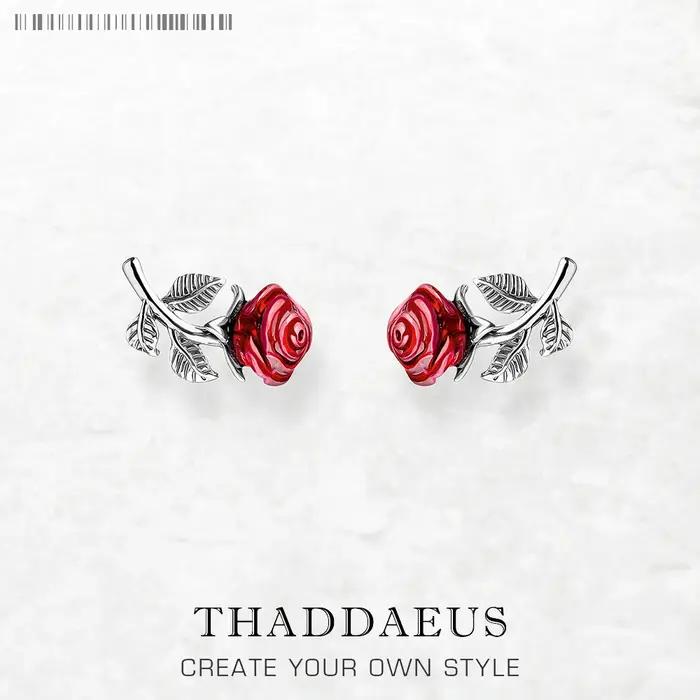 Boucles d'oreilles en forme de Rose rouge pour femmes, bijoux fins européens, cadeau romantique en a