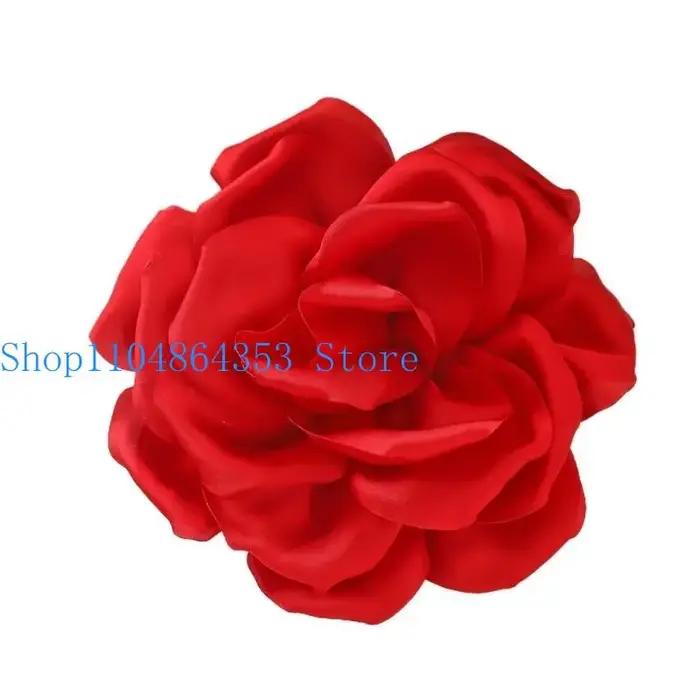 Broche Fleur Chic 15 cm en Tissu Rose – Épingle de Revers Élégante pour Femme