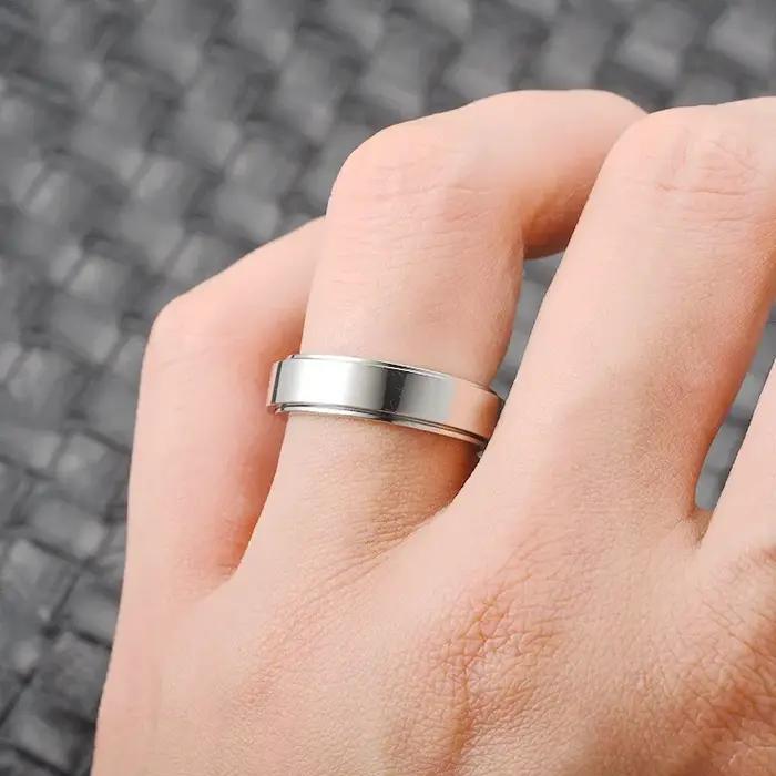 Anneaux de couple anti-stress en acier inoxydable pour homme et femme, idéaux pour les occasions spéciales et le quotidien, avec fonction de relaxation et tracker de fitness