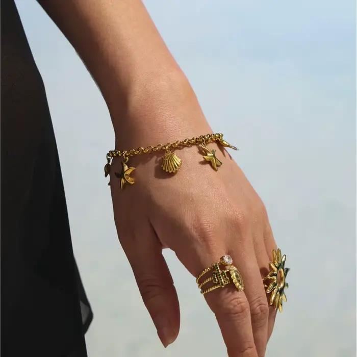 Bracelet Chaîne En Acier Inoxydable Plaqué Or 18 Carats Pour Femmes Design Mignon Avec Motif Animal De Compagnie Occasions Spéciales