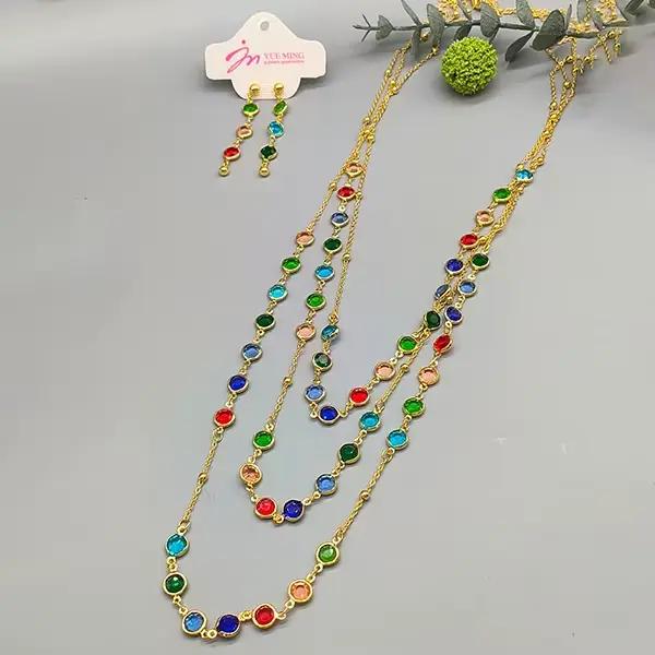 Ensemble de bijoux de couleur brésilienne pour femmes, collier à longue chaîne en cristal vert, bouc