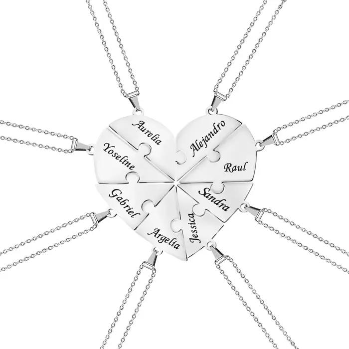 Noms personnalisés Puzzle pièces de coeur collier