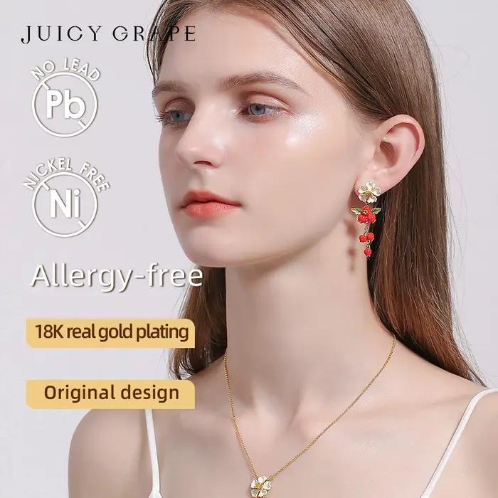 Boucles d'Oreilles en Forme de Fleur de Fruit pour Femme