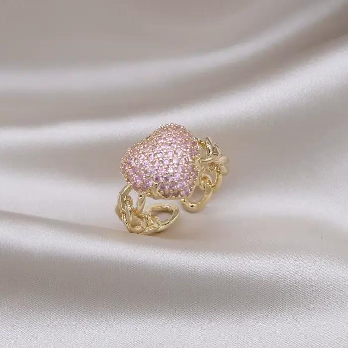Bague de Luxe Rose en Plaqué Or 14K pour Femme