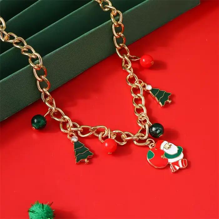 Collier joyeux noël pour femmes, pendentif arbre du père noël, décoration de bijoux pour Festival du nouvel an pour filles