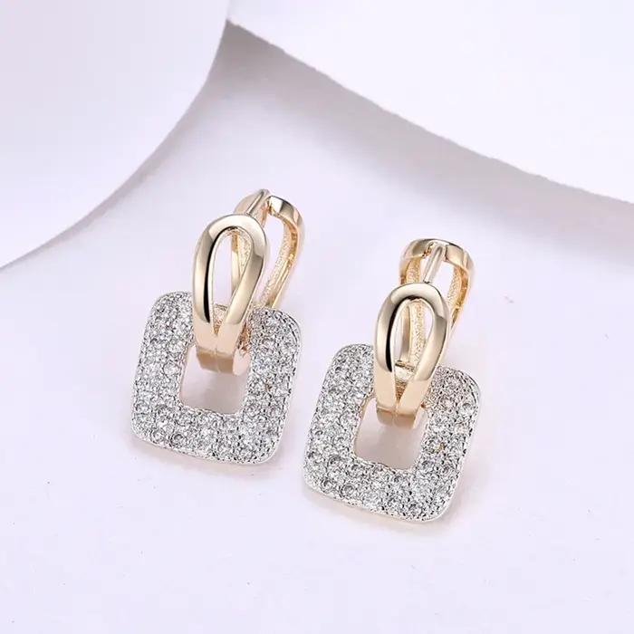 Lekani 2019 Unique forme carrée Piercing Huggie cerceau boucle d'oreille pour les femmes argent/or 2 couleurs