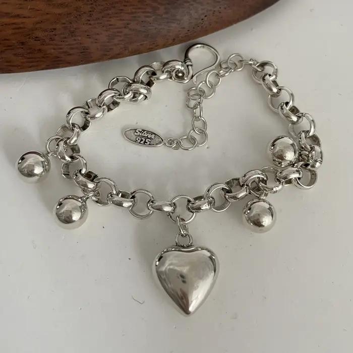 Bracelet en métal en argent regardé 100% pour femme