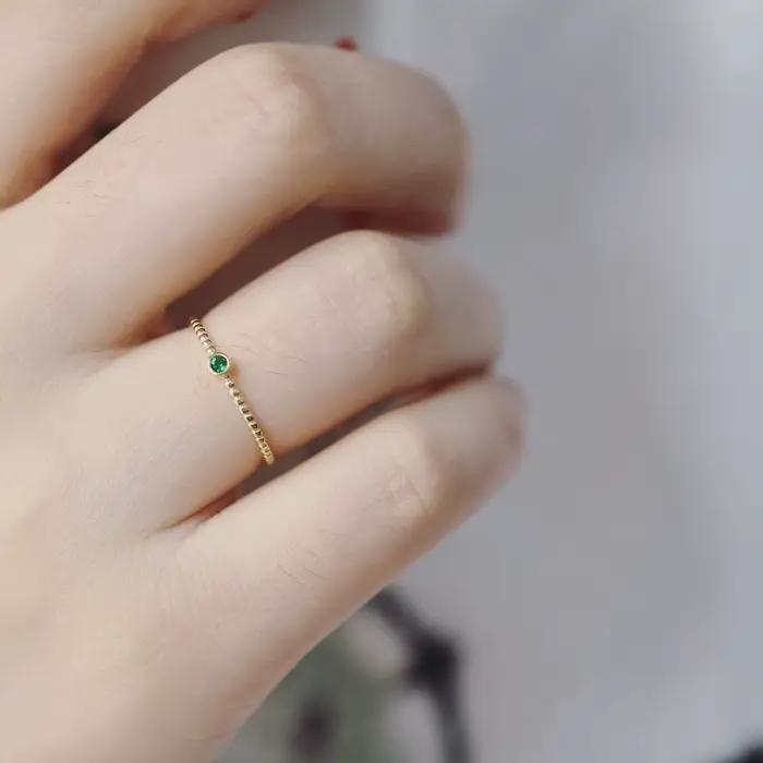 Bague émeraude Vintage en argent Sterling 925 pour femmes