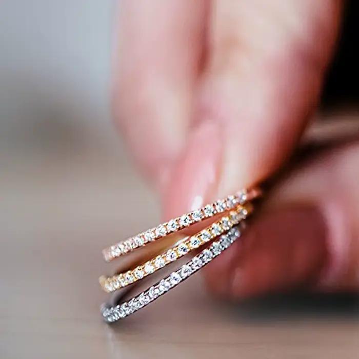 Eavva – bague empilable plaquée or 14K pour femmes