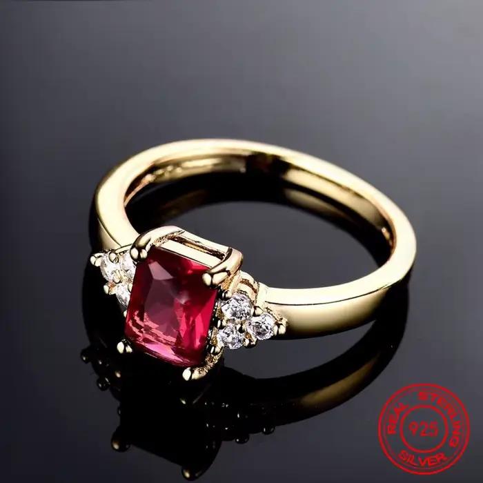 Bague SHYDAN en argent sterling 925 et or 18 carats avec zircon noir pour femme