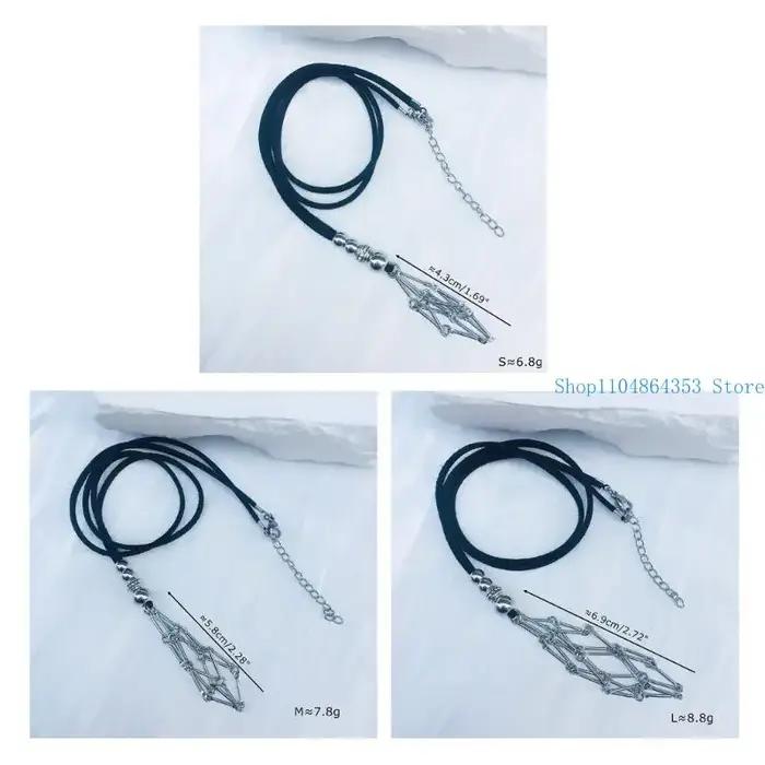 Collier en maille et corde réglable pour femme avec cage porte-pierre vide, design classique adaptable à toutes les occasions
