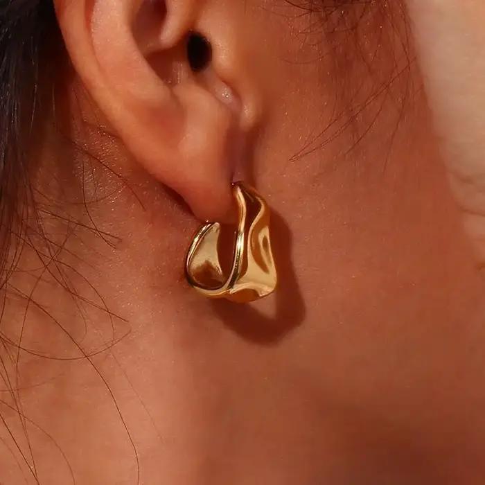 E.B.belle – boucles d'oreilles créoles en acier inoxydable pour femmes