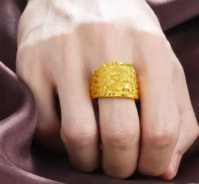 Bague aigle en or exquis de couleur 18 carats pour hommes, frère, père, femmes, bijoux ouverts, bagues de fiançailles, de mariage, ne se décolore pas