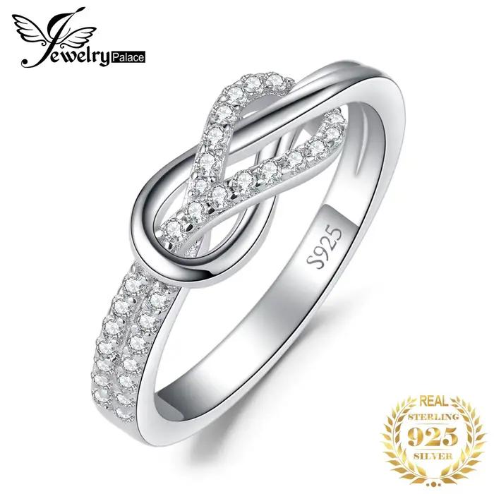 JewelryPalace nouveauté infini amour noeud pierre précieuse 925 en argent Sterling bague de déclarat