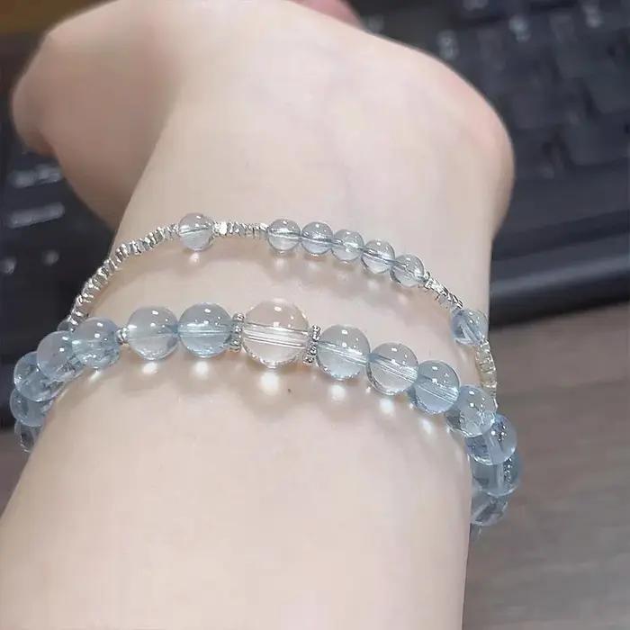 Bracelet aigue-marine en cristal d'argent cassé
