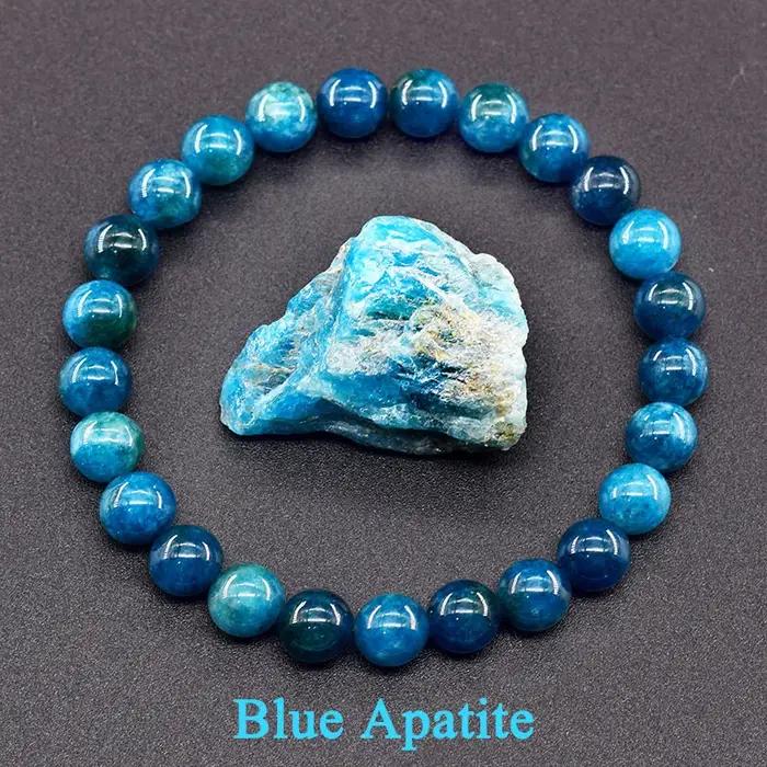 Bracelet de perles d'apatite bleue avec concept Reiki pour hommes et femmes, pierres précieuses natu
