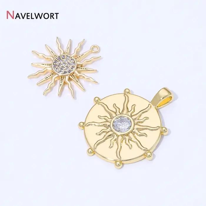 Pendentif fleur de soleil plaqué or 14 carats