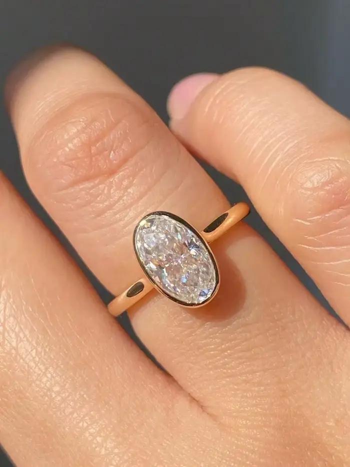 Bague ovale en argent Sterling 925 et Zircon pour femmes, anneau ovale Simple et délicat à la mode,