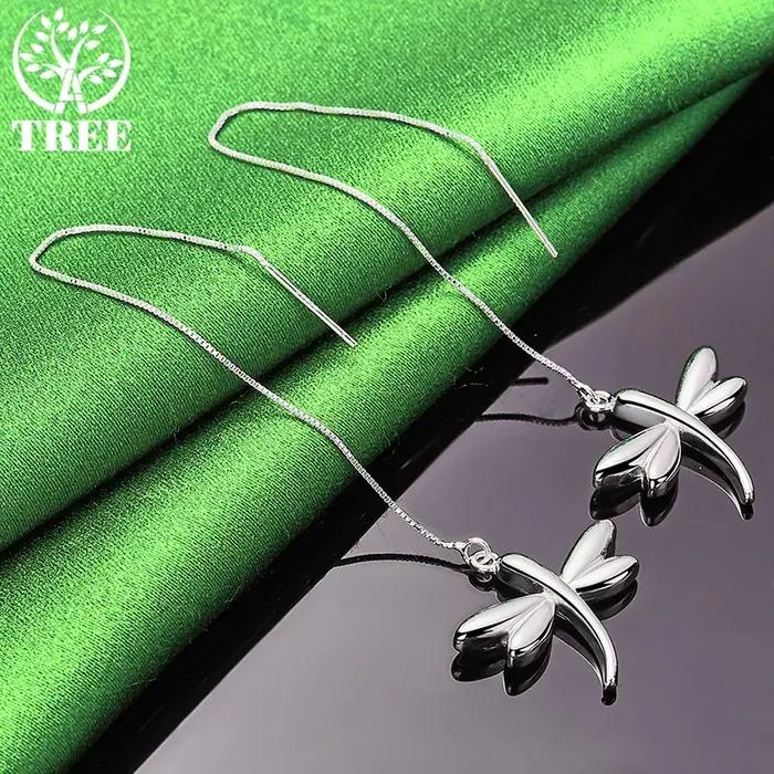 Boucles d'oreilles pendantes libellule en or 18 carats pour femmes