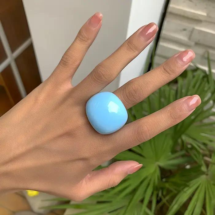 Grandes bagues Punk en résine pour femmes, Design acrylique irrégulier coloré Vintage, bijoux de fête pour filles