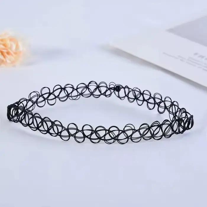 Collier ras du cou vintage multicolore mode rétro tressé fil de poisson bijoux gothiques pour femmes occasions spéciales soirée chic événements nocturnes