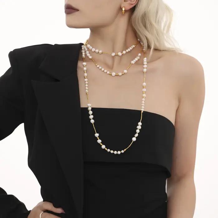Collier de perles d'eau douce naturelles pour femmes