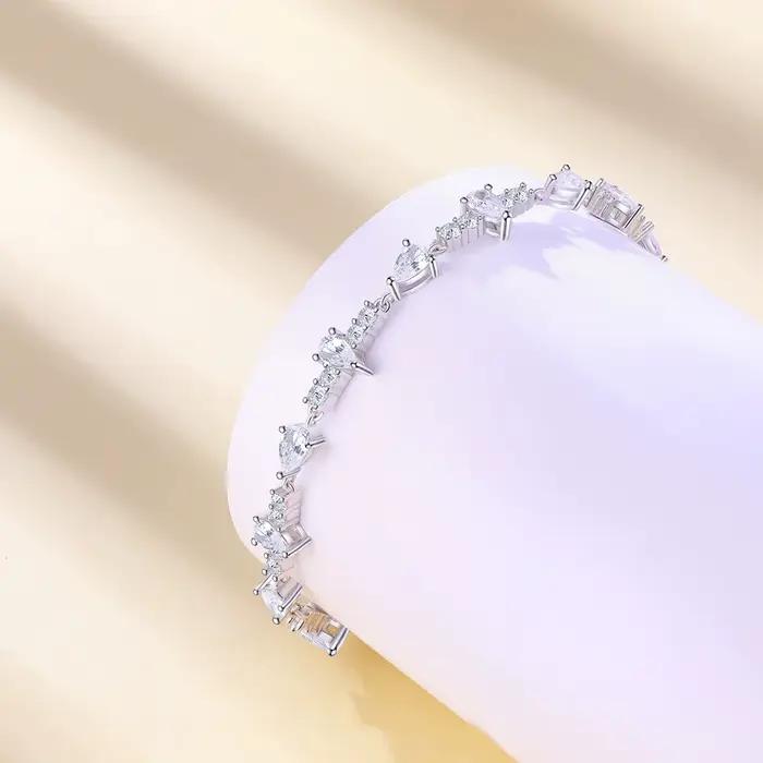 Vinregem laboratoire créé saphir pierres précieuses mode Bracelets bracelet 100% 925 en argent Sterling bijoux fins pour les femmes cadeaux en gros