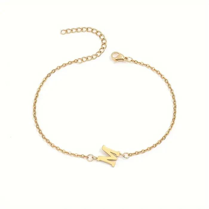 Bracelet à chaîne fine en perles en forme de lettre, chaîne à main minimaliste Simple, décoration de