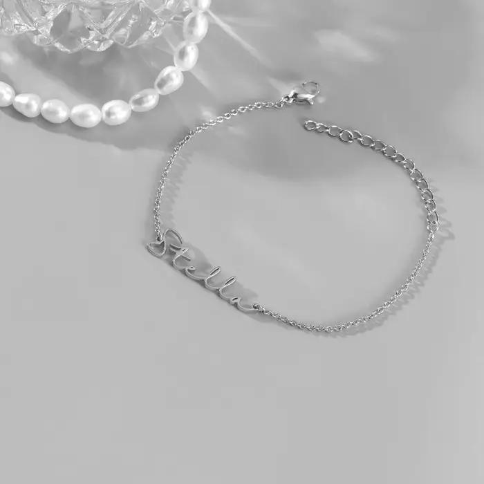 Bracelet avec nom personnalisé pour femmes, délicat, couleur or, acier inoxydable, chaîne à main, bi