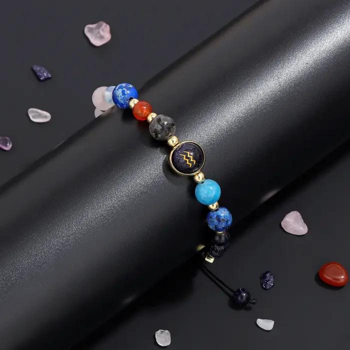 Bracelet tressé en pierre naturelle avec carte pour hommes et femmes