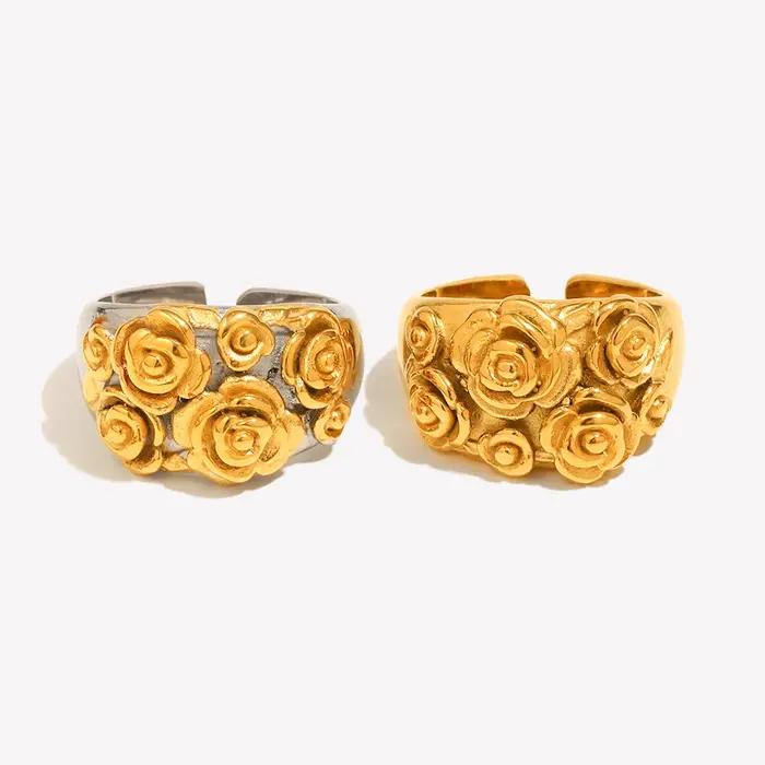 E.B.belle – bague ouverte en acier inoxydable plaqué or 18 carats