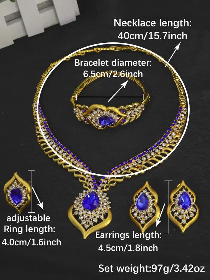 Ensemble de bijoux de luxe or 24 carats collier boucles doreilles cristal pour femmes mariage cérémonie spécial