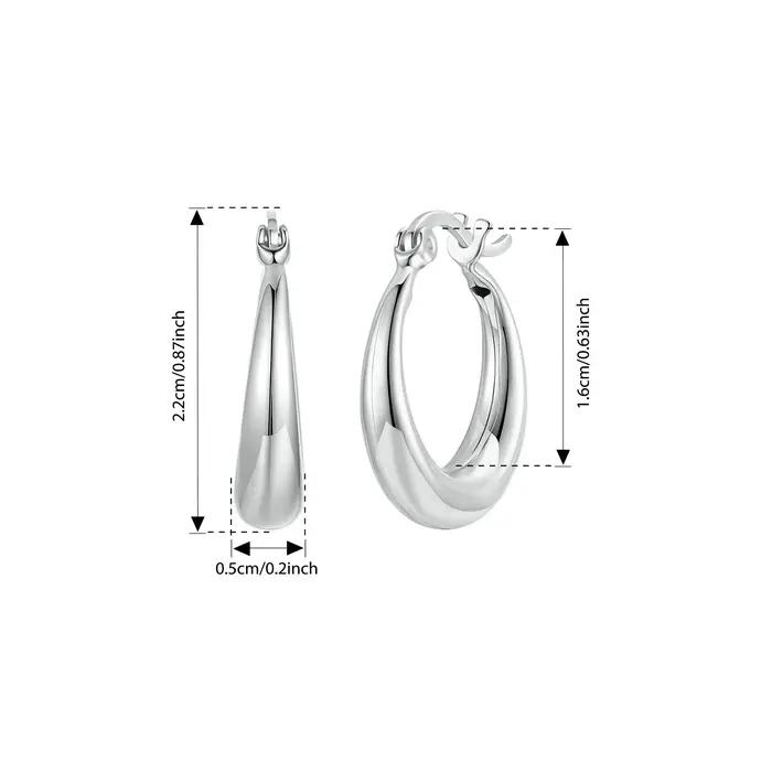 Bamoer boucles d'oreilles créoles brillantes pour femmes à la mode géométrique plaine Huggie Earscap