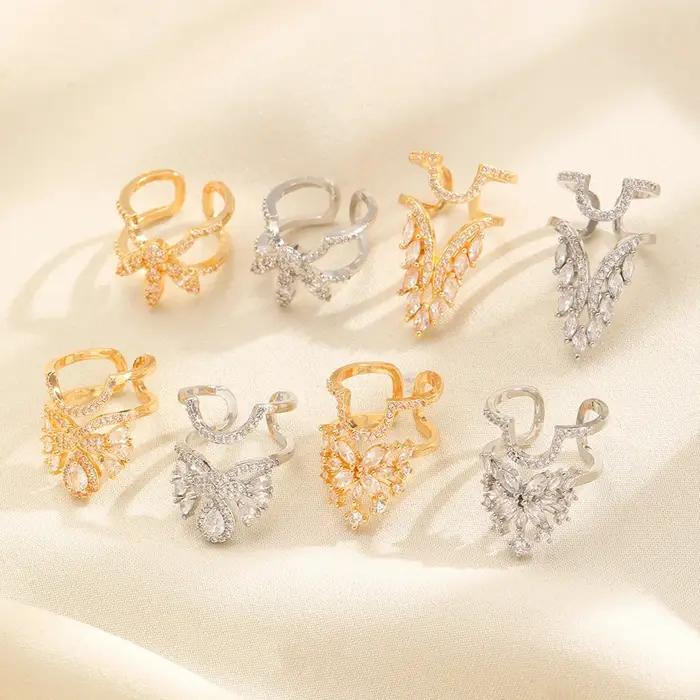 Bague d'ongle en zircon brillant exquise pour femme