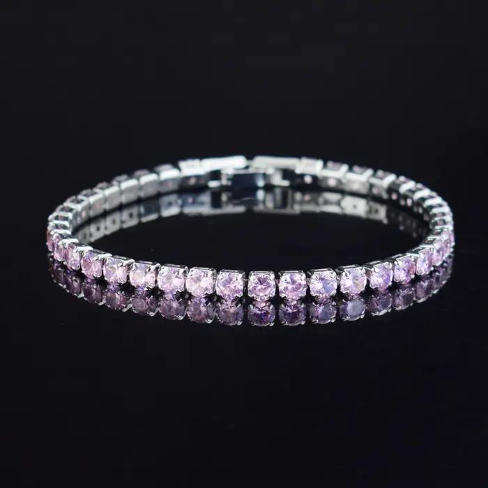 Bracelet Tennis Zircon Incrusté 4mm LENNIK Classique pour Femmes Occasions Spéciales Robuste Élégant Multicolore