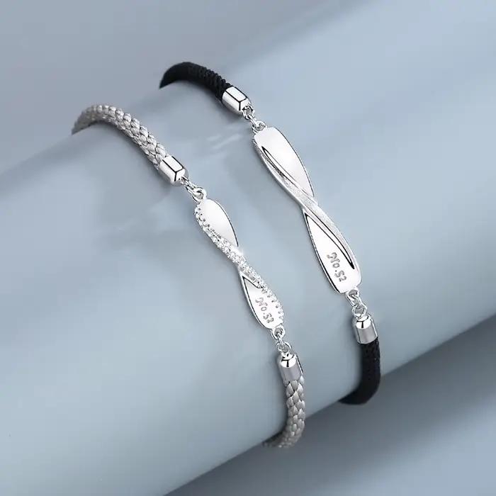 Bracelet romantique en alliage ondulé pour hommes et femmes, amour éternel, bracelet pour amis, bracelets pour couples, ULà main, anneau de us start