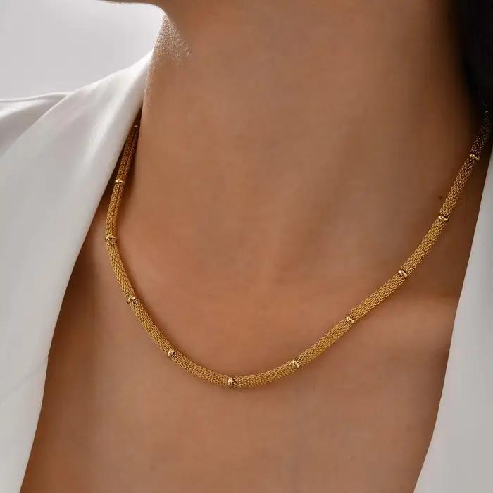 Collier chaîne de perles en maille tendance pour femmes