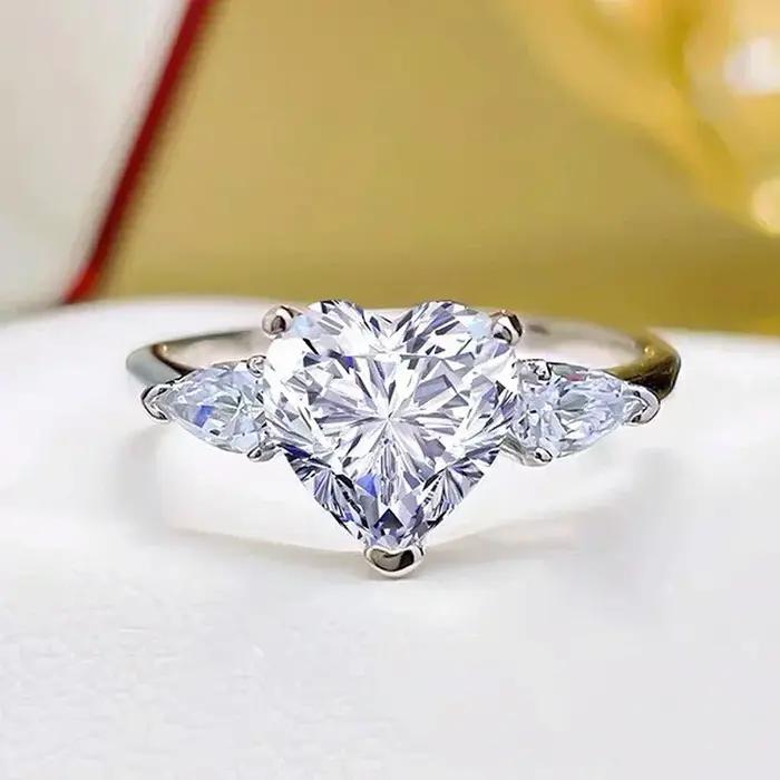 Bagues de fiançailles en diamant Moissanite pour femmes, coupe poire, 1/2/3/6Carat, en argent Sterling 925, 3 pierres en forme de goutte d'eau, bague de mariage