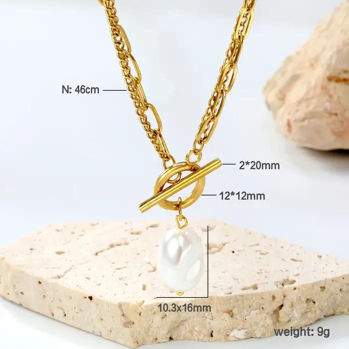 LUXUKISSKIDS – collier avec pendentif en fausse perle ovale en acier inoxydable 316L pour femmes, mo