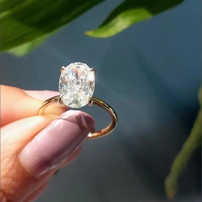 Bague Solitaire de fiançailles en argent Sterling 925