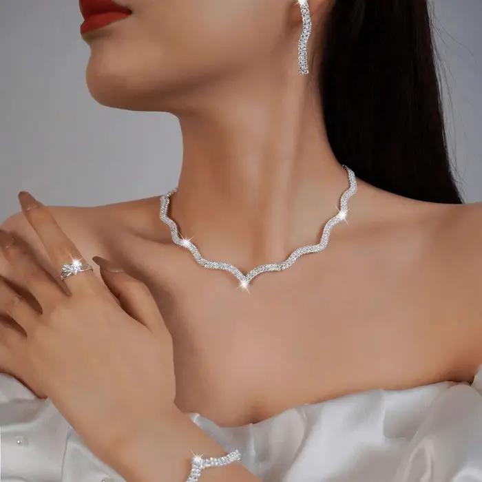 Ensemble de bijoux en strass mignon romantique pour femmes occasions festives mariage cérémonie de remise de diplômes