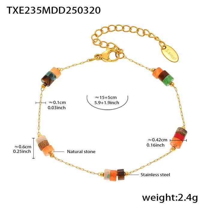 Collier et Bracelet Ethnique avec Pierres Naturelles Plaquées Or 18 Carats Pour Femmes Occasions Spéciales