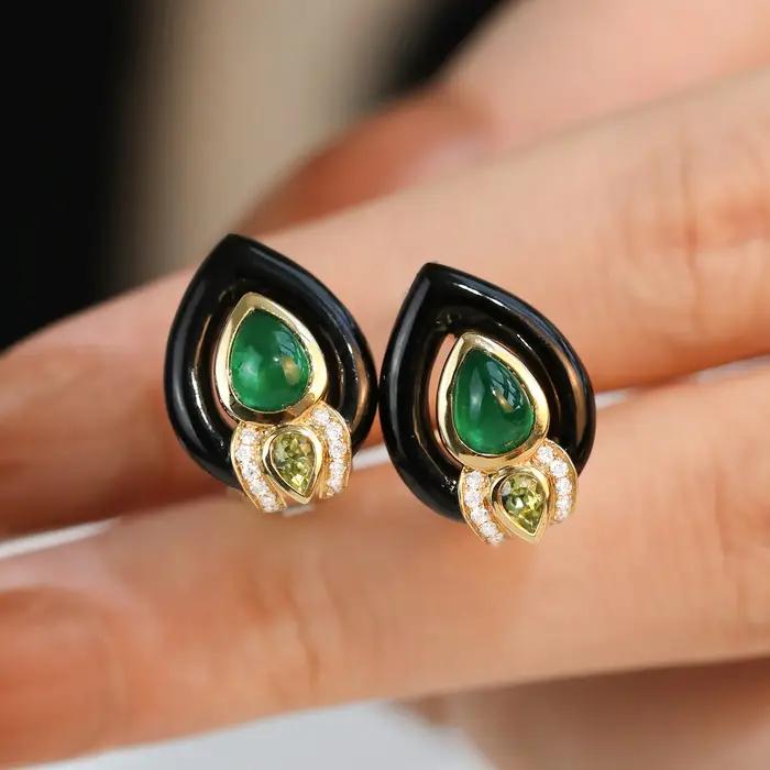 Boucles d'oreilles et bague en zircone cubique avec motif goutte d'eau pour femmes occasions spéciales style rétro vintage