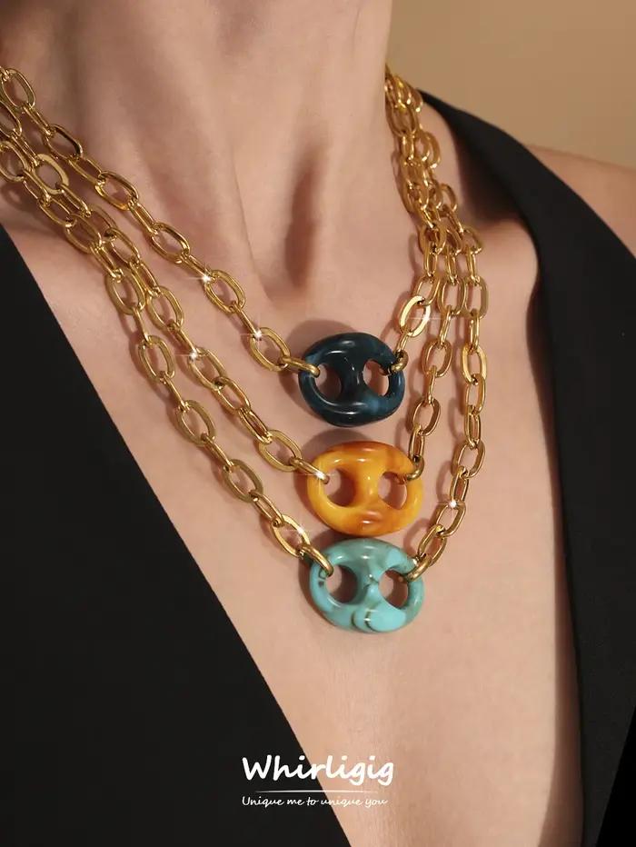 Collier et boucles d'oreilles avec pendentif en forme de nez de cochon ambre pour femmes
